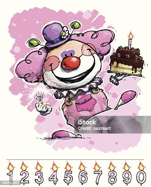Clown Tragen Mädchens Birthday Cake Stock Vektor Art und mehr Bilder von Ankündigung - Ankündigung, Bemaltes Gesicht, Bunt - Farbton