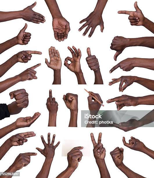 Hand Gestures Collection Stock Photo - Download Image Now - African Ethnicity, Cut Out, African-American Ethnicity