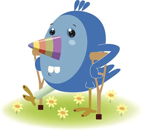 Vector illustration of Injured Blue Bird