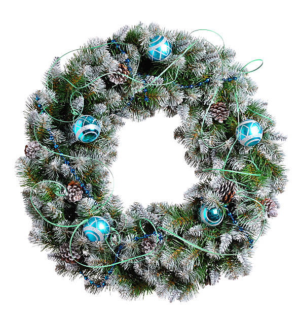 istock A Christmas wreath decorated with cones, baubles and ribbon 452964407