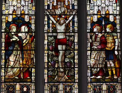 A Victorian (over 150 years old) stained glass window in an ancient English Church 