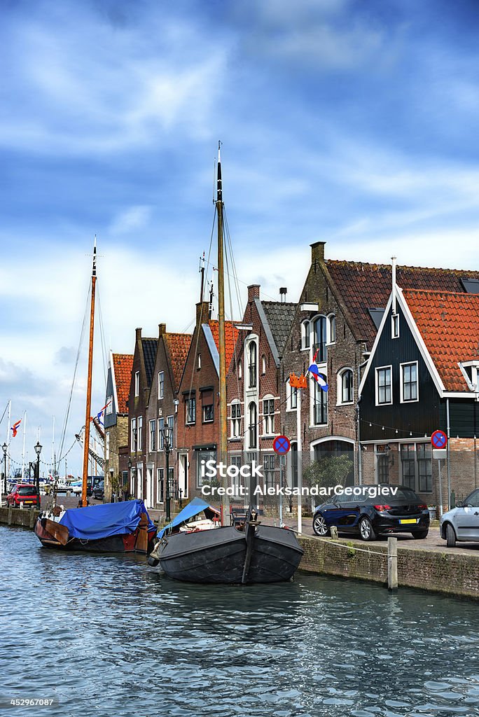 Typisch niederländische-Szene mit Water Canal und traditionellen Häuser - Lizenzfrei Altertümlich Stock-Foto