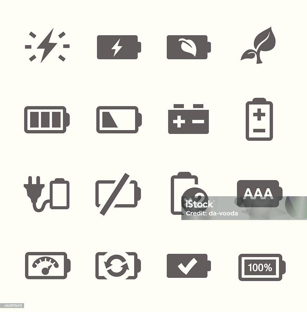 Assortment of battery icons for smartphones or electronics Simple set of battery related vector icons for your design. Battery stock vector