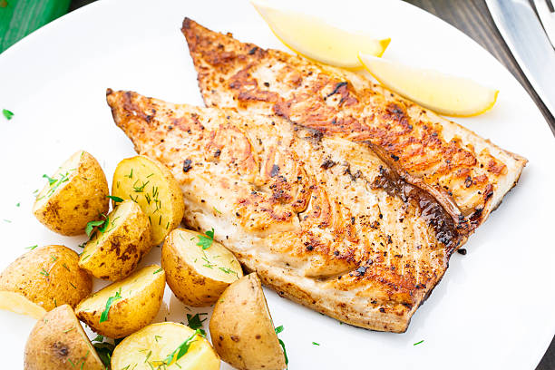 istock Fried mackerel with baked potato 452982657