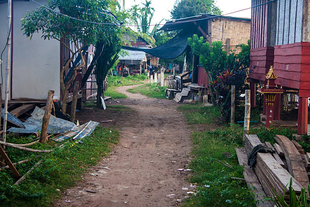 деревня в лаосе - laos hut southeast asia shack стоковые фото и изображения