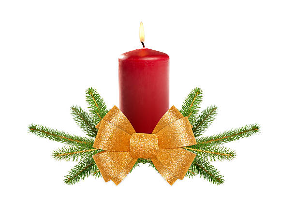 istock Christmas candle with golden bow 452983633