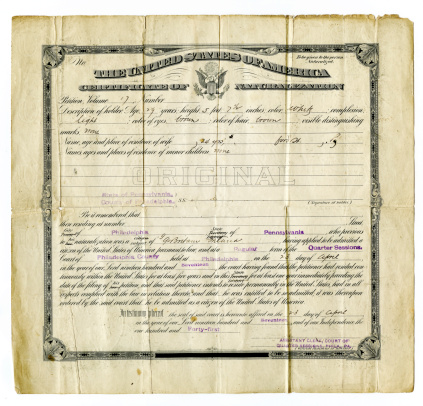 american certificate of naturalization form 1917 - all personal information removed.
