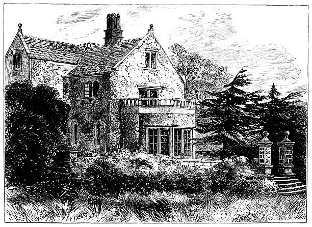 istock 19th century engraving of Lea Hurst, Derbyshire, UK 452986579