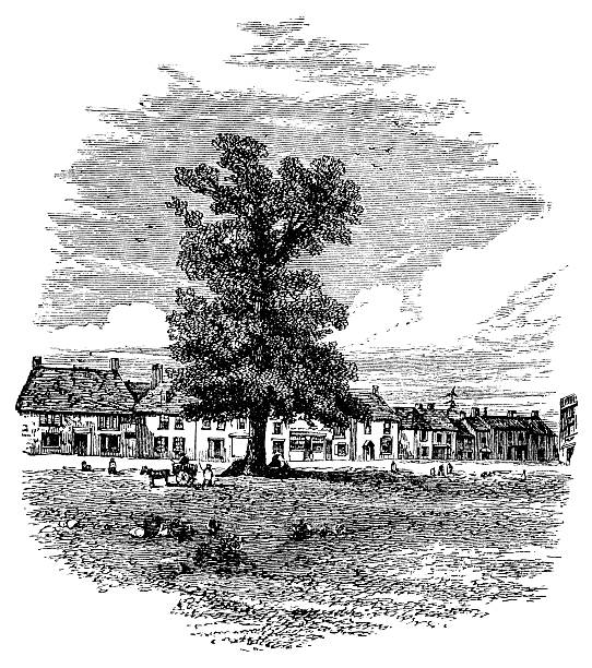 istock 19th century engraving, town of Olney, Buckinghamshire, UK 452986601