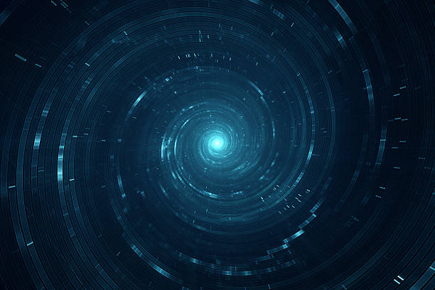 istock Spirals of light swirling around during fast space travel 452990501