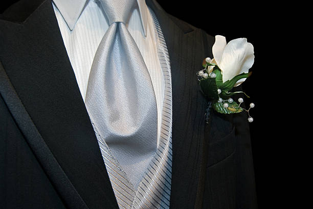 black tuxedo with rose boutonniere