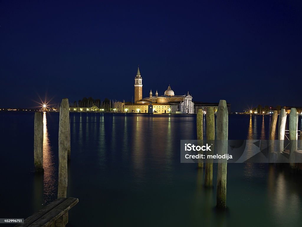 San Giorgio Maggiore Kościół Długie naświetlanie przez noc. - Zbiór zdjęć royalty-free (Laguna)