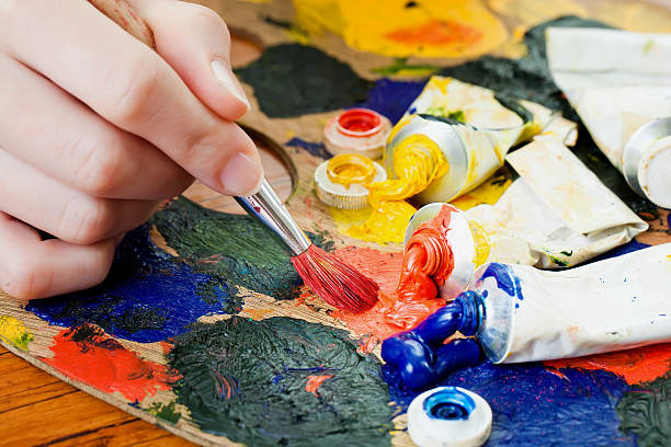 istock Art oily paint and brushes 452998711