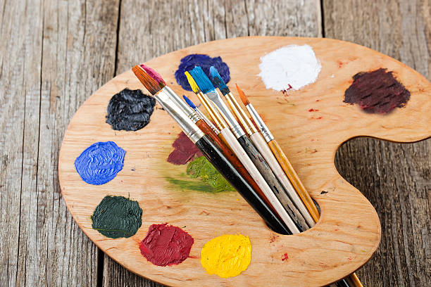 istock Art oily paint and brushes 452998731