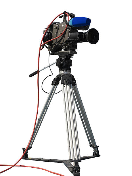 istock TV Professional studio digital video camera on tripod isolated o 452999217