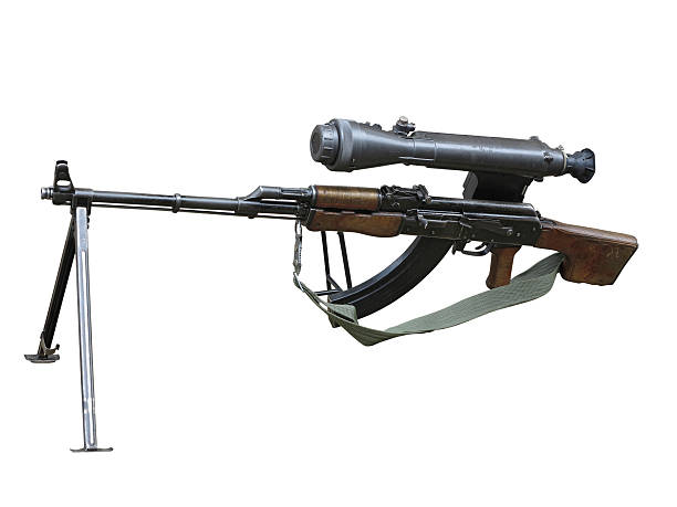 istock Kalashnikov AK gun with optical sight isolated over white 452999927