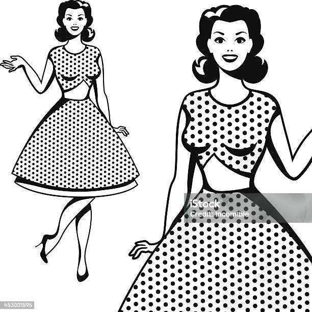 아름다운 복고풍 소녀 팝아트 주말뿐이라도 1950-1959 년에 대한 스톡 벡터 아트 및 기타 이미지 - 1950-1959 년, 여자, 복고풍