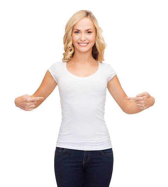 istock woman in blank white t-shirt 453002813