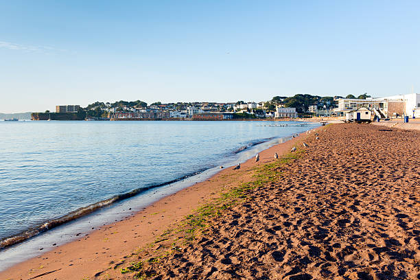 paignton beach south devon (inglaterra uk - torquay fotografías e imágenes de stock