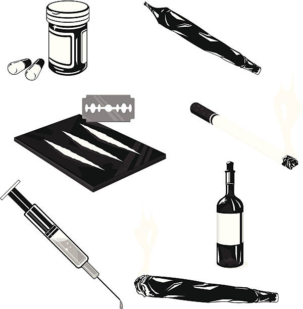 Drug Abuse Icon Set A vector illustration of substance abuse icon set. cocaine stock illustrations