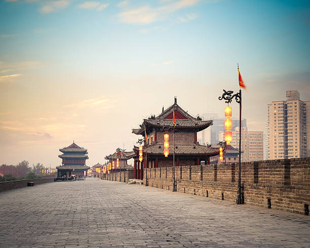 istock xian ancient city wall in nightfall 453004675