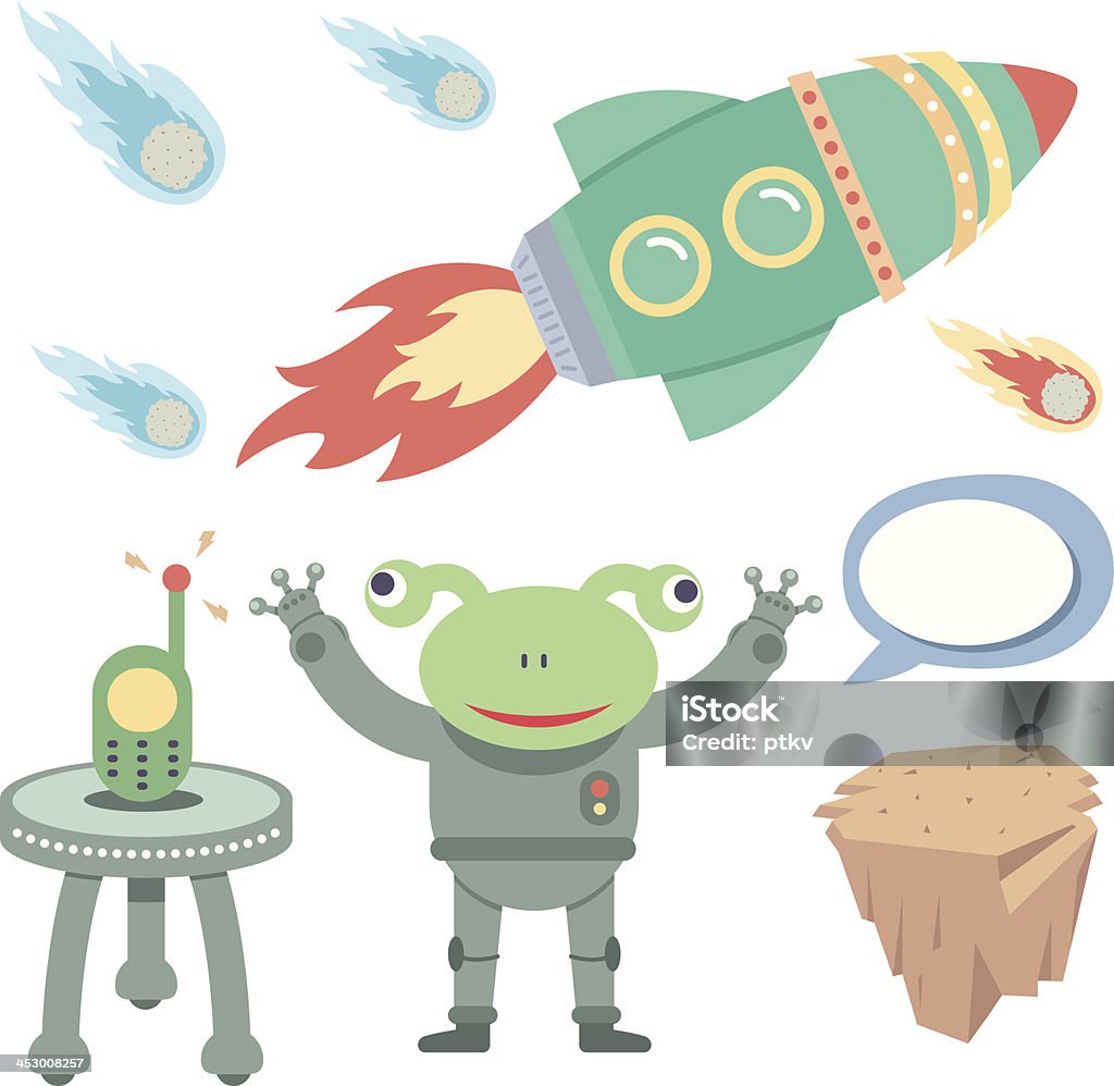 Cute Alien Space Ship Comic Cartoon Series Set Stock Illustration -  Download Image Now - Airplane, Alien, Astronaut - iStock