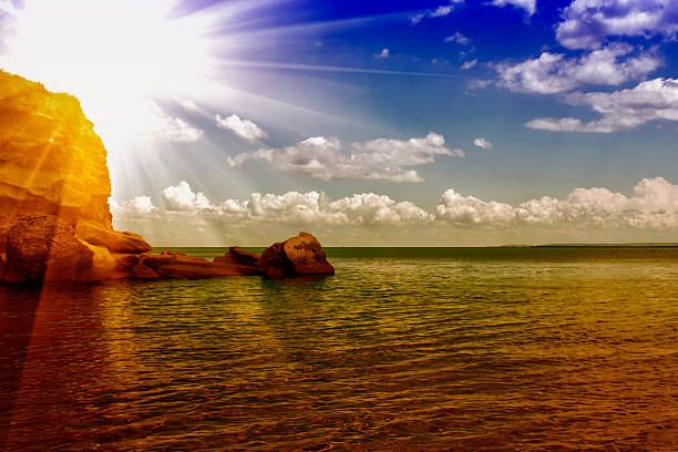 Picturesque views of the cliff at sunset