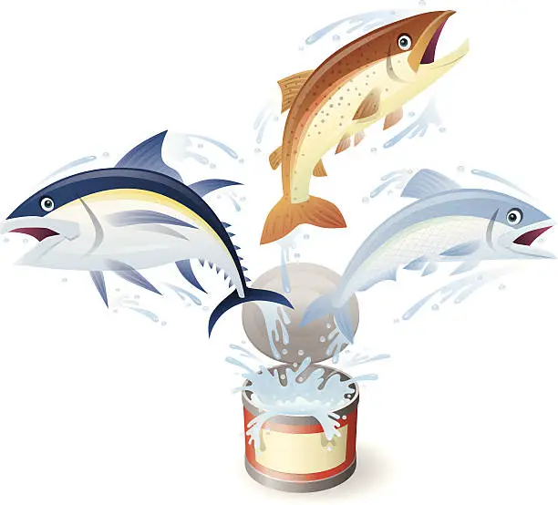 Vector illustration of canned fishes
