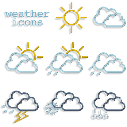 set of weather icons on white background