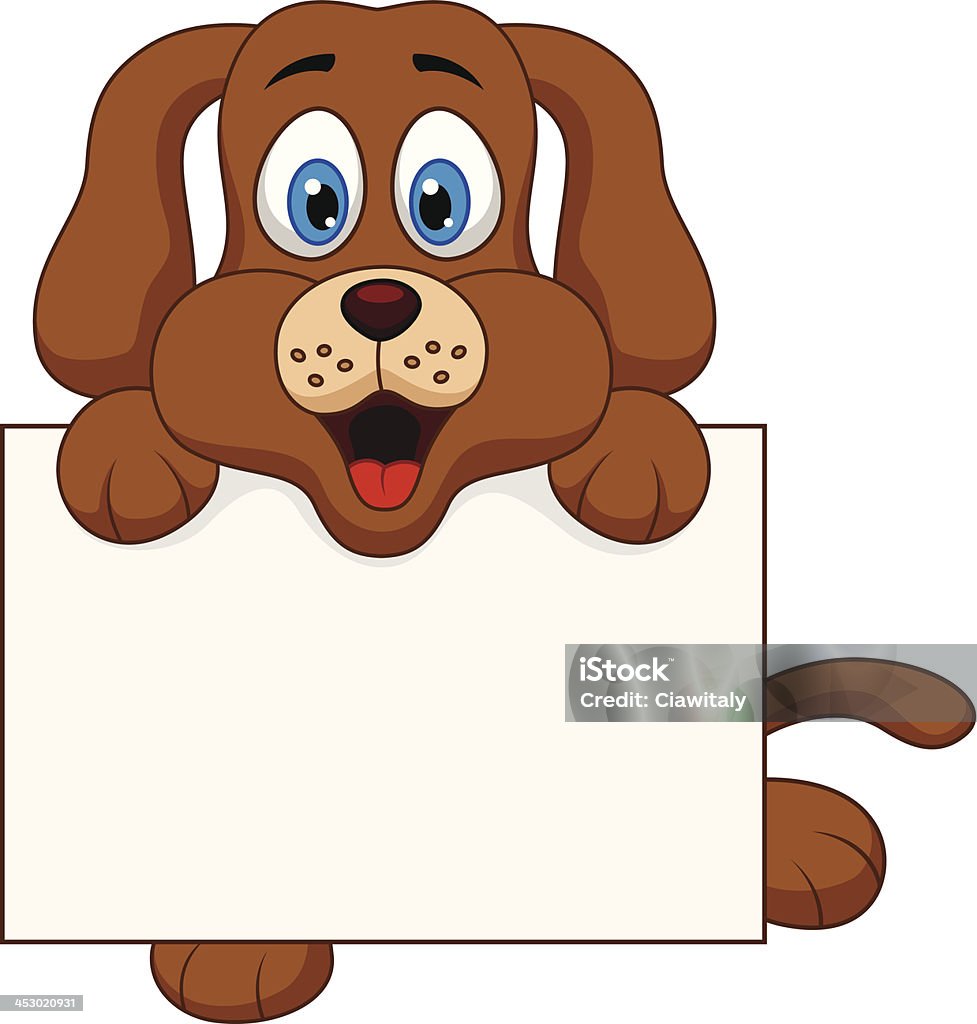Niedlichen Hund cartoon mit leere Schild - Lizenzfrei Aktivitäten und Sport Vektorgrafik