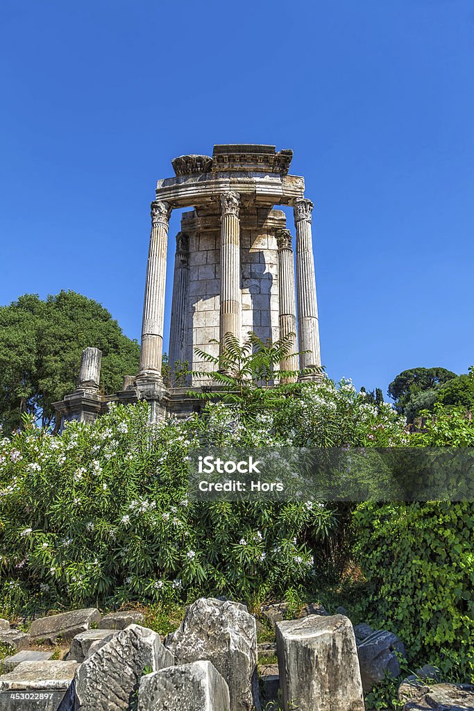 Temple of Vesta The ruins of the Temple of Vesta in the Roman Forum Ancient Stock Photo