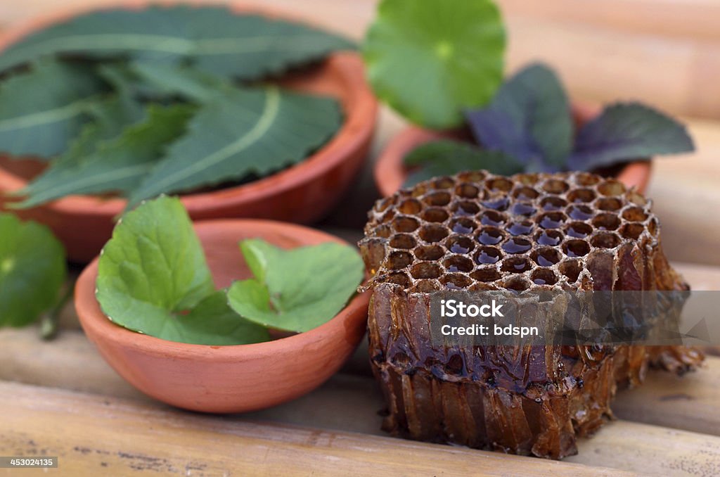 Hierbas medicinales combinada con la miel - Foto de stock de Agricultura libre de derechos