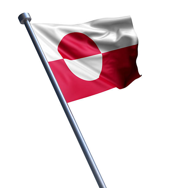 Flag of Greenland on modern metal flagpole.