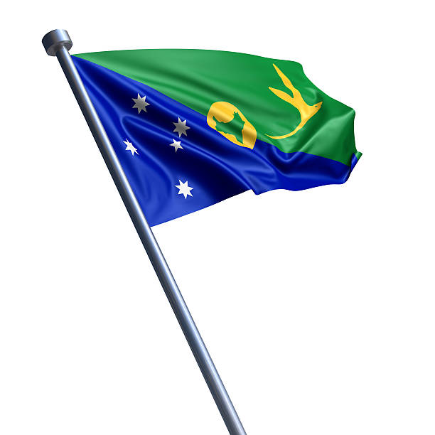 Flag of Christmas Island on modern metal flagpole.
