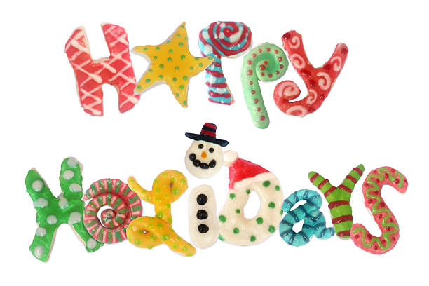 Happy Holidays message made of Christmas cookies.