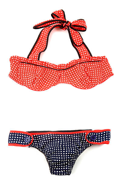 istock Polka dots frilly vintage bikini 453025291