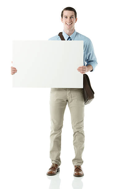istock Businessman standing with placard 453025905