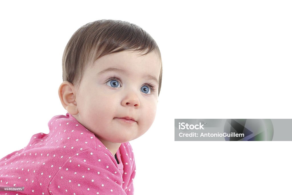 Portrait of a beautiful baby with blue eyes Portrait of a beautiful baby with a big blue eyes isolated on a white background Child Stock Photo