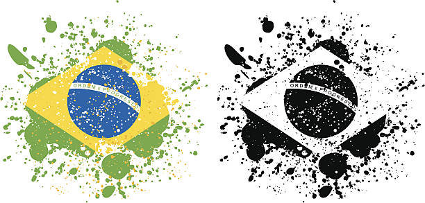 гранж флаг бразилии - flag brazil brazilian flag dirty stock illustrations