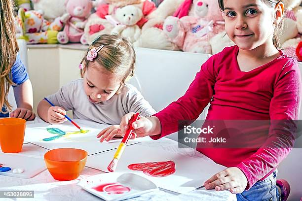 Children Painting Stock Photo - Download Image Now - 2-3 Years, 4-5 Years, Activity