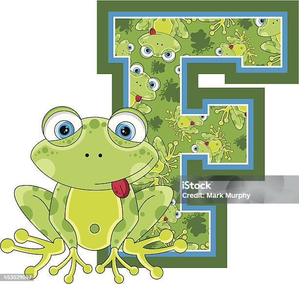 Vetores de Little Frog Estampadas Aprendizagem Letra F e mais imagens de Agachando-se - Agachando-se, Anfíbio, Animal