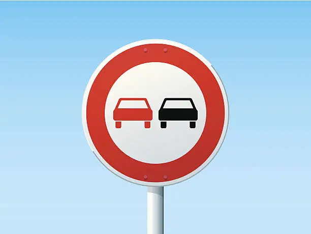 Vector illustration of No Overtaking German Road Sign