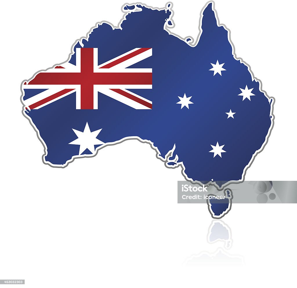 Australie, carte avec drapeau sur fond blanc - clipart vectoriel de Affaires d'entreprise libre de droits