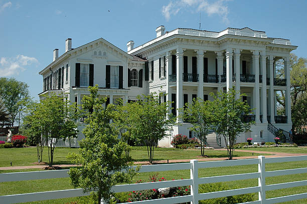 старая южная элегантность - southern mansion стоковые фото и изображения