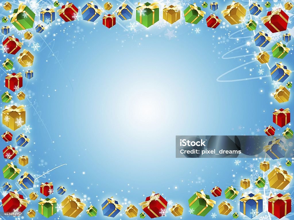 xmas gifts blue background with snowflake xmas gifts blue background with snowflakes and stars Abstract Stock Photo