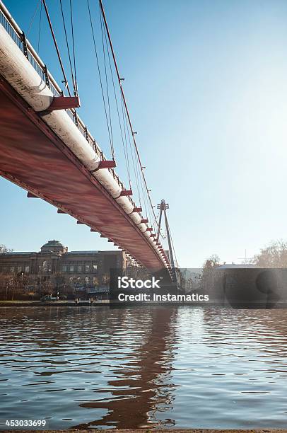 Holbeinsteg Across The Main In Frankfurt Stock Photo - Download Image Now - Architectural Column, Architecture, Autumn