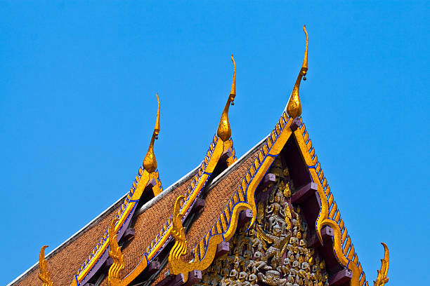toit du monastère wat na phramane à ayutthaya - garuda bangkok thailand gold photos et images de collection