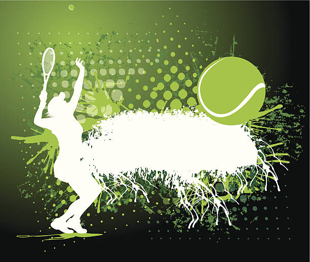 ilustraciones, imágenes clip art, dibujos animados e iconos de stock de fondo grunge de tenis de chicas - silhouette tennis competitive sport traditional sport