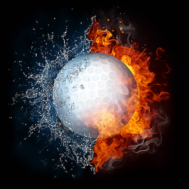 мяч для гольфа - water fire circle ball стоковые фото и изображения