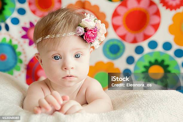 Cheerful Little Baby Girl With Downs Syndrome Stock Photo - Download Image Now - Baby - Human Age, Down Syndrome, Awe